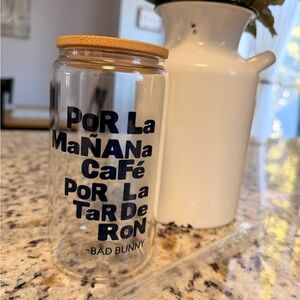 Glass Tumbler with Bamboo Lid and Straw